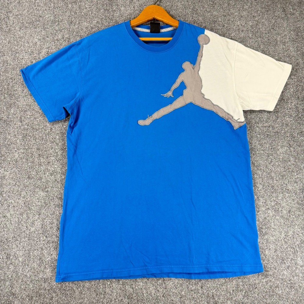 Vintage Air Jordan Jumpman Y2k Graphic Embroidered T-Shirt Mens XL Blue White